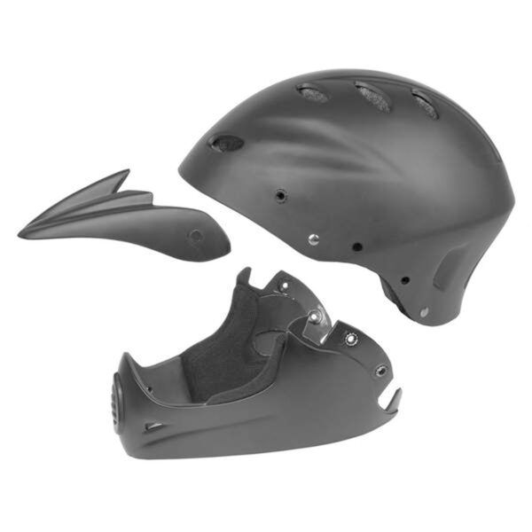  M-Wave All-In-1 Fullface Downhill Fahrradhelm Helm Integralhelm Radsport  Fahrrad Helm MTB BMX Radhelm Maximale Sicherheit ohne Kompromisse! Der robuste Downhill Helm All In 1 in mattschwarz von Messingschlager bietet Zuverlässigkeit und einen attraktiven Look mit einer Hardshell-Oberschale aus schlagfestem EPS-Kunststoff. Der Integralhelm verfügt über einen abnehmbaren Kinnschutz