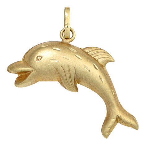 SIGO Kinder Anhänger Delfin 333 Gold Gelbgold mattiert Kinderanhänger