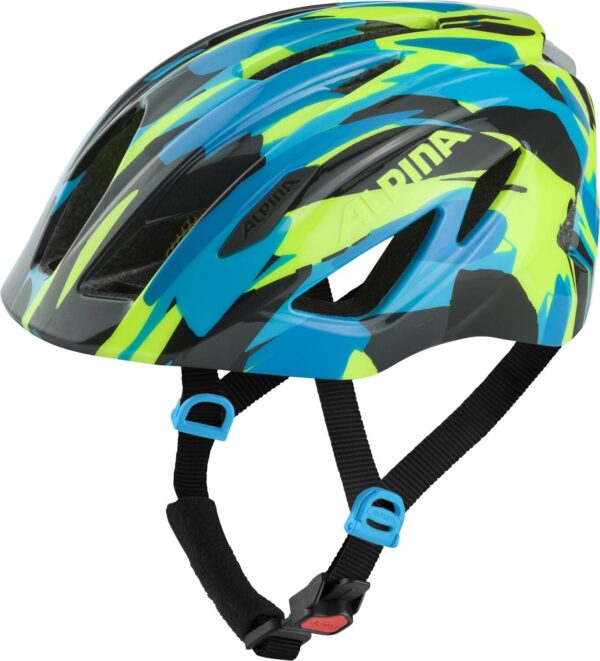 Alpina Pico Flash Kinder Fahrradhelm (50-55 cm, 42 neon blue/green gloss)