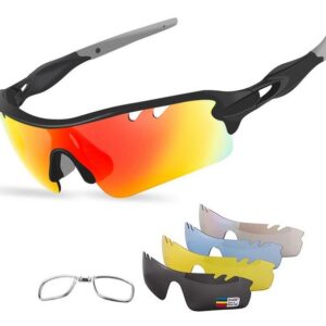 KIKAKO Fahrradbrille Fahrradbrille, Sportbrille, Polarisierte Sonnenbrille, Brille für Herren und Damen, mit 5 Wechselgläser, Radbrillen, für Outdooraktivitäten Polarisierten Sportbrillen Wandern Laufen
